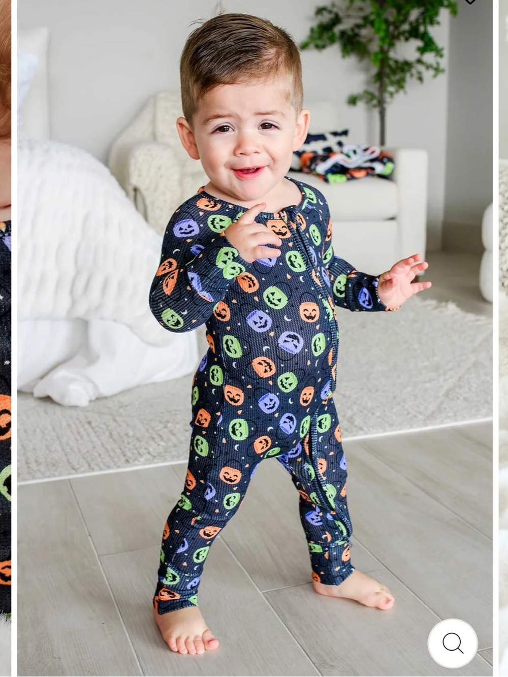 Caden Lane Halloween Candy Crawl Bamboo Waffle Convertible Zip Romper Pajama NWT